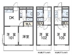 レオパレスアヴィオン2 1Kの間取図画像