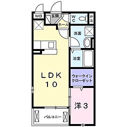 JR片町線(学研都市線) 同志社前駅 徒歩6分の賃貸アパート 2階1LDKの間取り