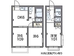 レオパレスアネックス新川崎 1Kの間取図画像