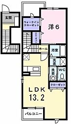 フォーレ　ドュ　アンジュ 2階1LDKの間取り