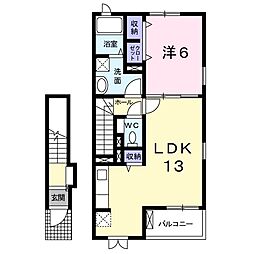 Ｖｅｒｄｅ　Ｖｉｌｌａ　III 2階1LDKの間取り