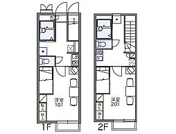 JR高崎線 高崎駅 バス25分 高商入口下車 徒歩2分の賃貸アパート 1階1Kの間取り