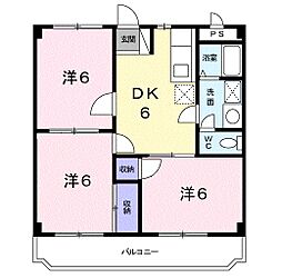 スカイマンション岡田 3DKの間取図画像