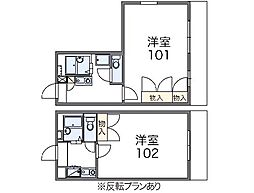 レオパレスGOLDRESIDENCE小鳥 1Kの間取図画像