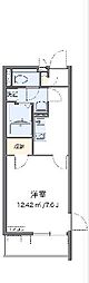 クレイノ氷川の杜 4階1Kの間取り