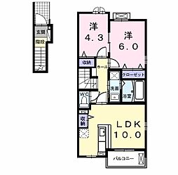 レイワA 2LDKの間取図画像
