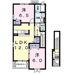 プラシード1 2LDKの間取図画像