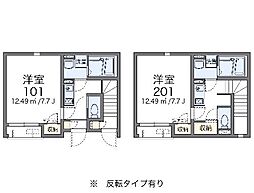 レオネクスト幸伸2 1Kの間取図画像
