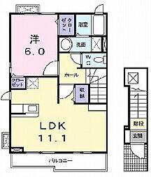 アジュール 1LDKの間取図画像