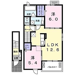 ルピナス2 2LDKの間取図画像