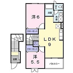 ノースエレガンスハギオカ 2LDKの間取図画像
