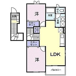 グランシャリオB 2LDKの間取図画像