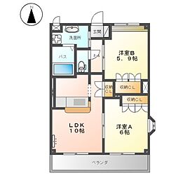 エバーエデンＣ 2階2LDKの間取り
