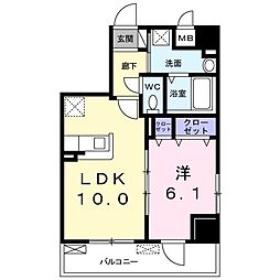 ベルメゾン 1LDKの間取図画像