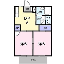 シティハイツ今之浦A 2DKの間取図画像