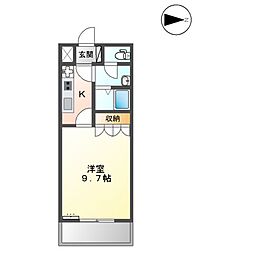 ピア・サンセット 1階1Kの間取り