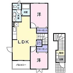 プラシドC 2LDKの間取図画像