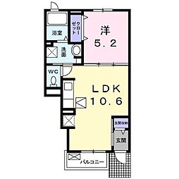 サン・ウッド2 1LDKの間取図画像