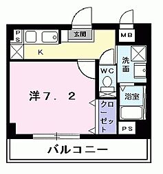 ヴェルメイユ 1Kの間取図画像
