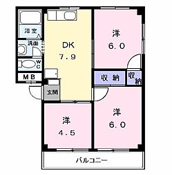 ロジュマンK 3DKの間取図画像