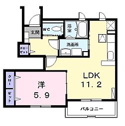 トロワブリラン1 1LDKの間取図画像