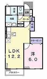 ブラン・ルピナスB 1LDKの間取図画像