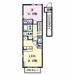 フルーヴ菊水1 1LDKの間取図画像