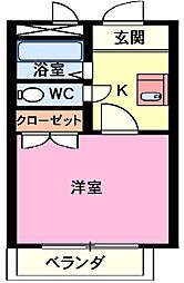 ヴィクトワール 4階1Kの間取り