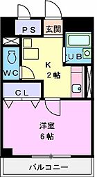 シェソワパート3 1Kの間取図画像