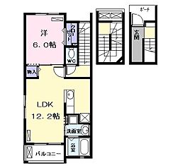秀 1LDKの間取図画像
