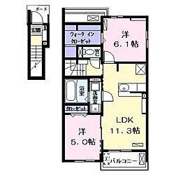 キラーナ2 2LDKの間取図画像
