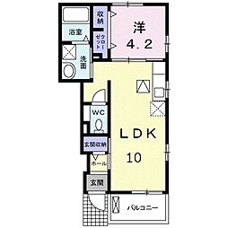メゾン　メルヴェイユ 1階1LDKの間取り
