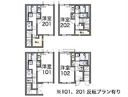 レオネクストピュアよびつぎII 1階1Kの間取り