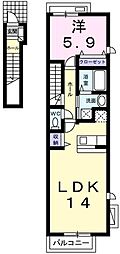 ピュアウェル 1LDKの間取図画像