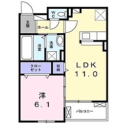 エアリーメロウ 2階1LDKの間取り