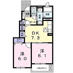 パシフィックサイドA 2DKの間取図画像