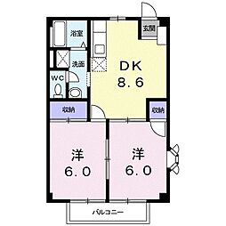 フレンドシティ 2DKの間取図画像