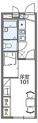 レオパレスマシューI 2階1Kの間取り