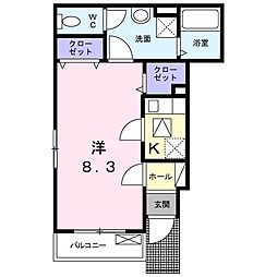 ジュネスメゾン八景 1Kの間取図画像