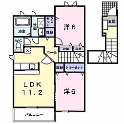 コートデイジーB 2LDKの間取図画像