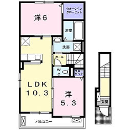 ル　リアン　Ｃ 2階2LDKの間取り