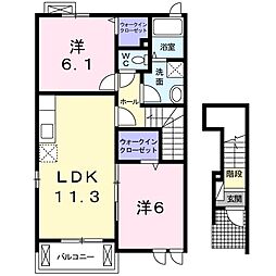 フラッツパディ 2LDKの間取図画像