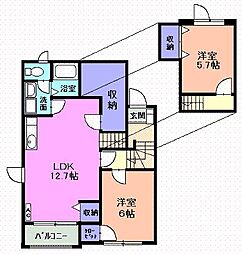 カーサリーヴァ 2LDKの間取図画像