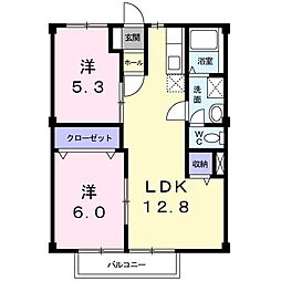 グリーンハイツ 2LDKの間取図画像