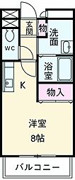 アリアンス ワンルームの間取図画像