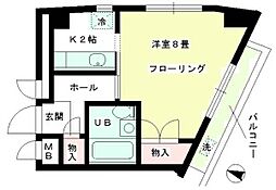 エフアイビル 1Kの間取図画像