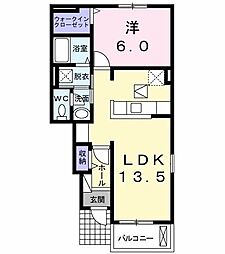 メゾンプラシード 1LDKの間取図画像