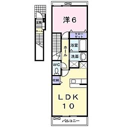 アヴニール　I 2階1LDKの間取り