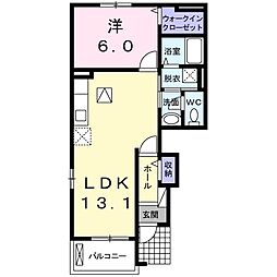 カーザ・エスペランサB 1LDKの間取図画像