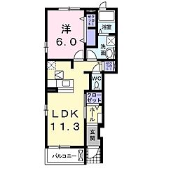 カサブランカ 1LDKの間取図画像